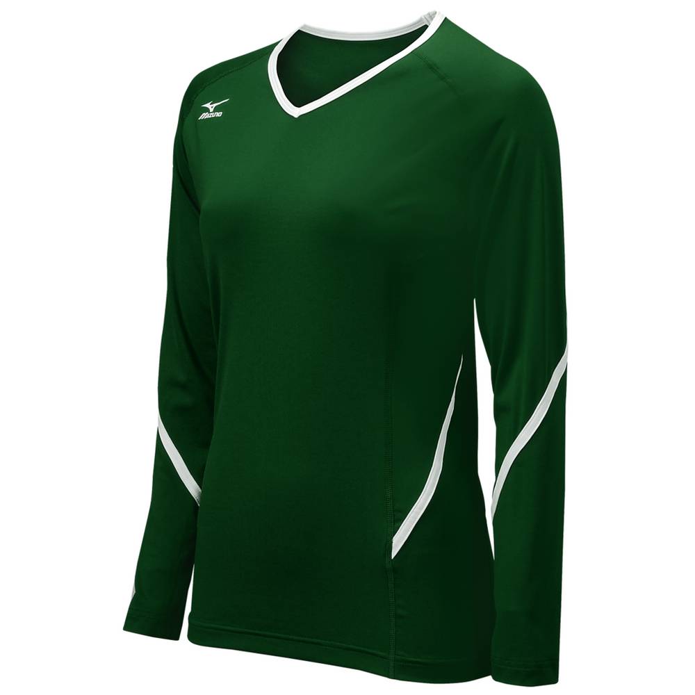 Jerseys Mizuno Techno Generation Long Sleeve Mujer Verde/Blancas Ofertas WIMC-25198